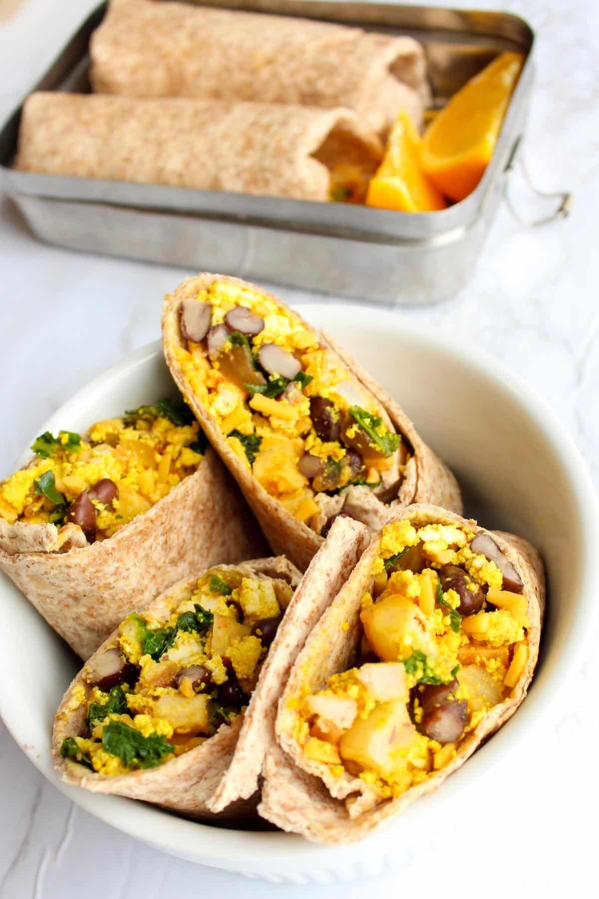 Simple Cheesy Breakfast Burritos • Simple Gray T-Shirt