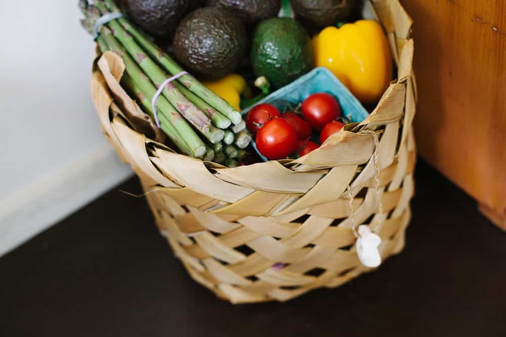 basket of fruits and vegetbles