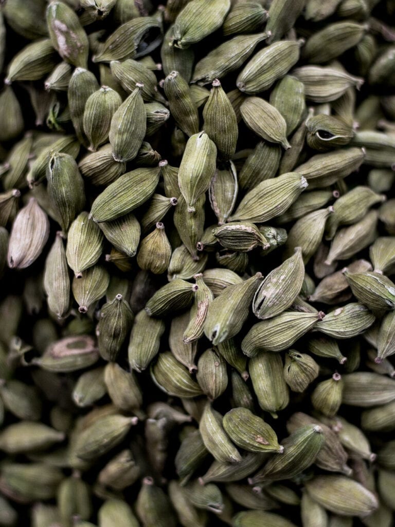 Green cardamom seeds up close