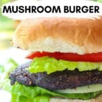 Pinterest image of portobello mushroom burger