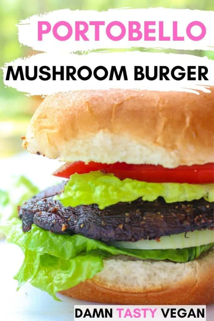 Pinterest image of portobello mushroom burger