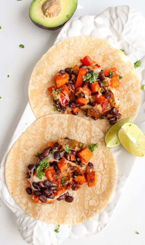 vegan sweet potato and black bean tacos