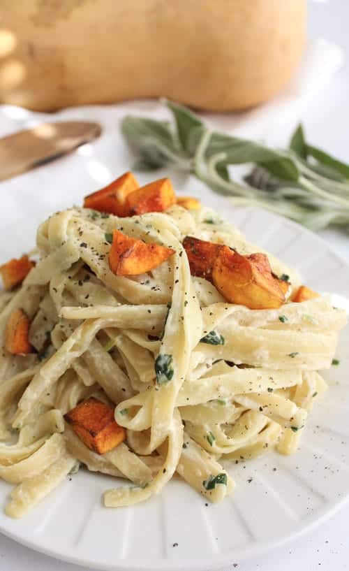 Vegan Roasted Butternut Sage Fettuccini Alfredo