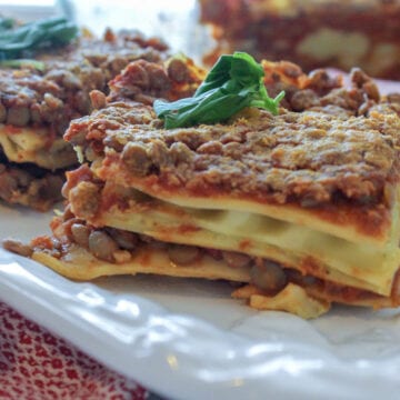 High Protein Easy Vegan Lasagna with Pesto Ricotta