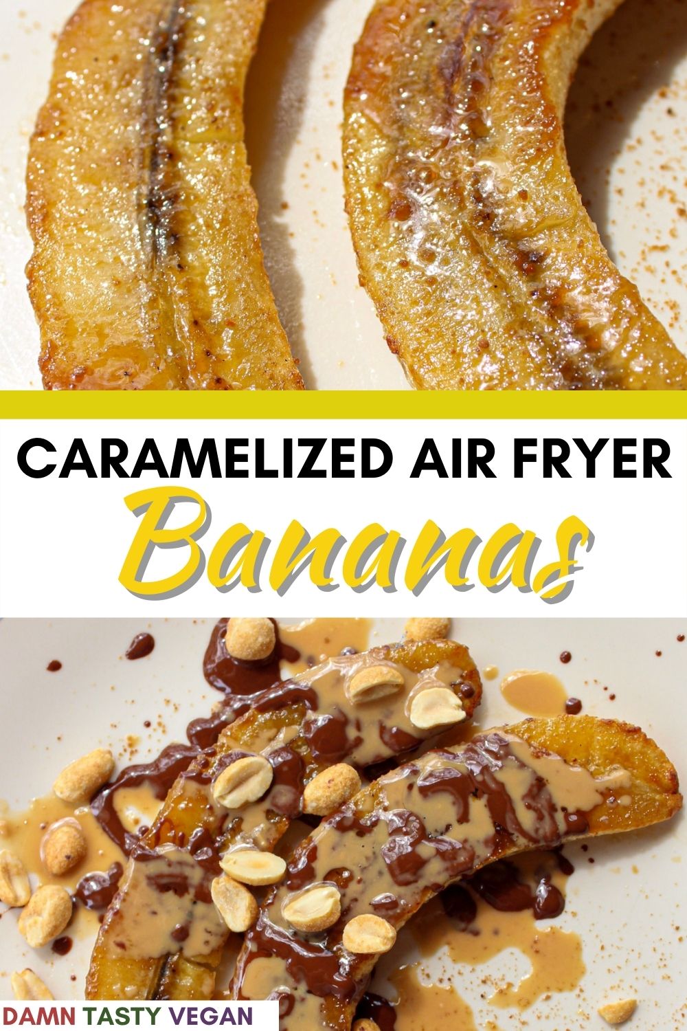 Pinterest image for caramelized bananas. 