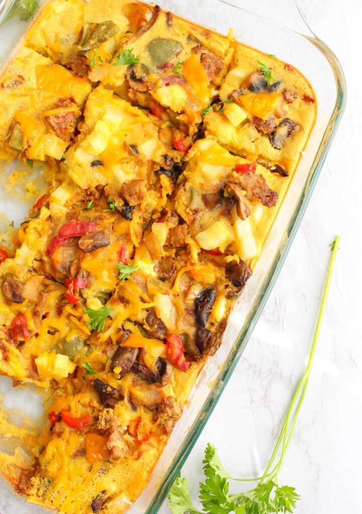 Savory Vegan Breakfast Casserole (High Protein) Damn Tasty Vegan