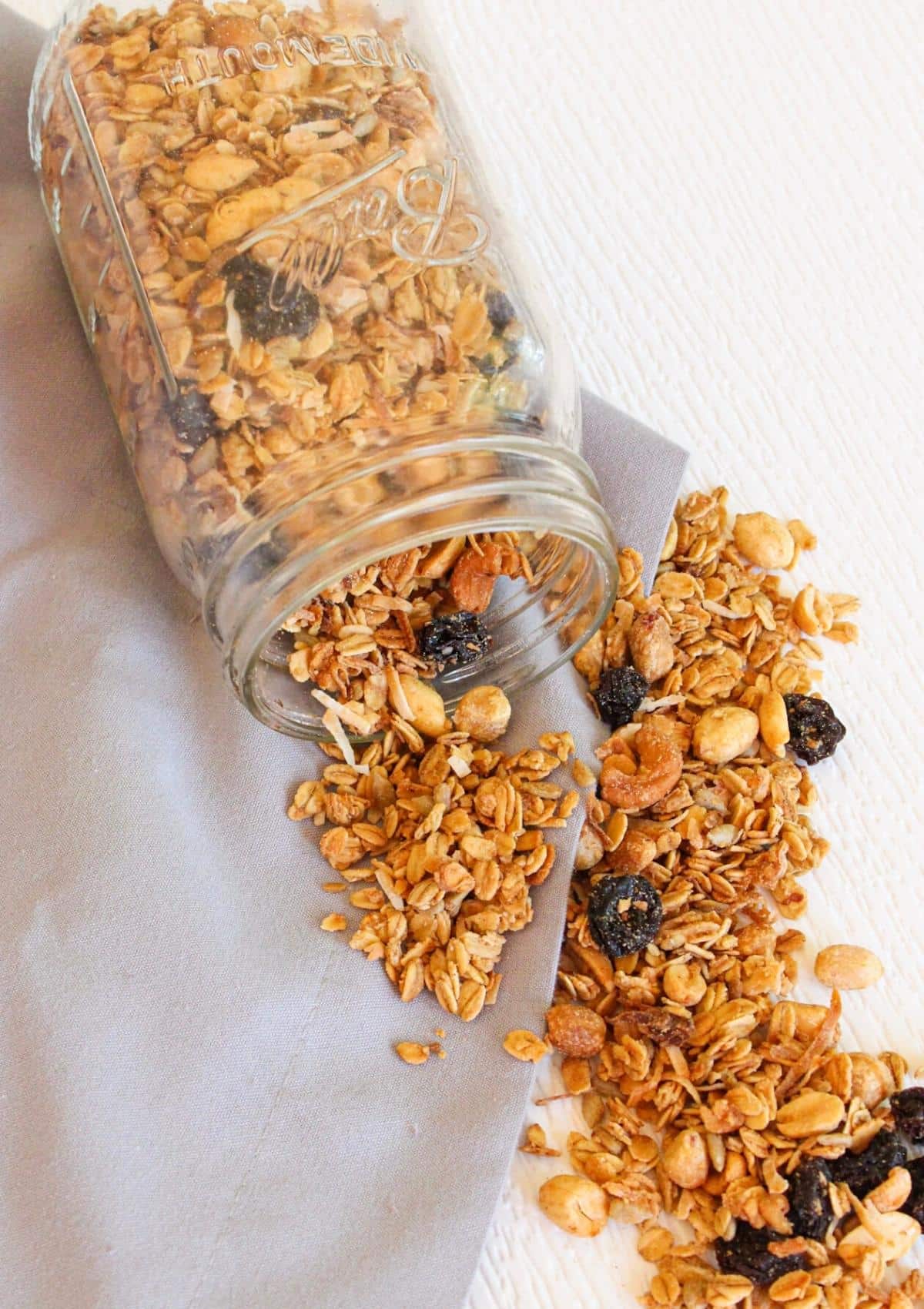 Mason jar filled with vegan granola