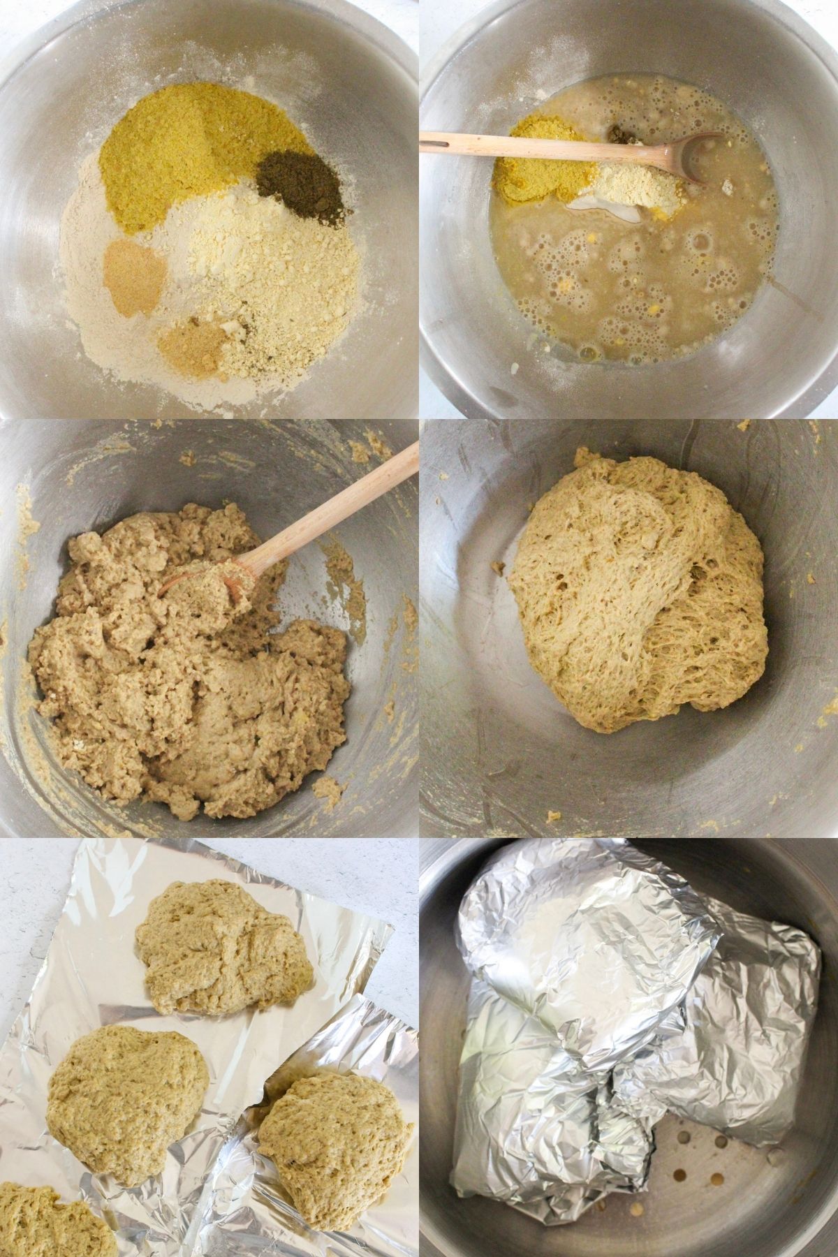 Process shot of how to make vegan chicken