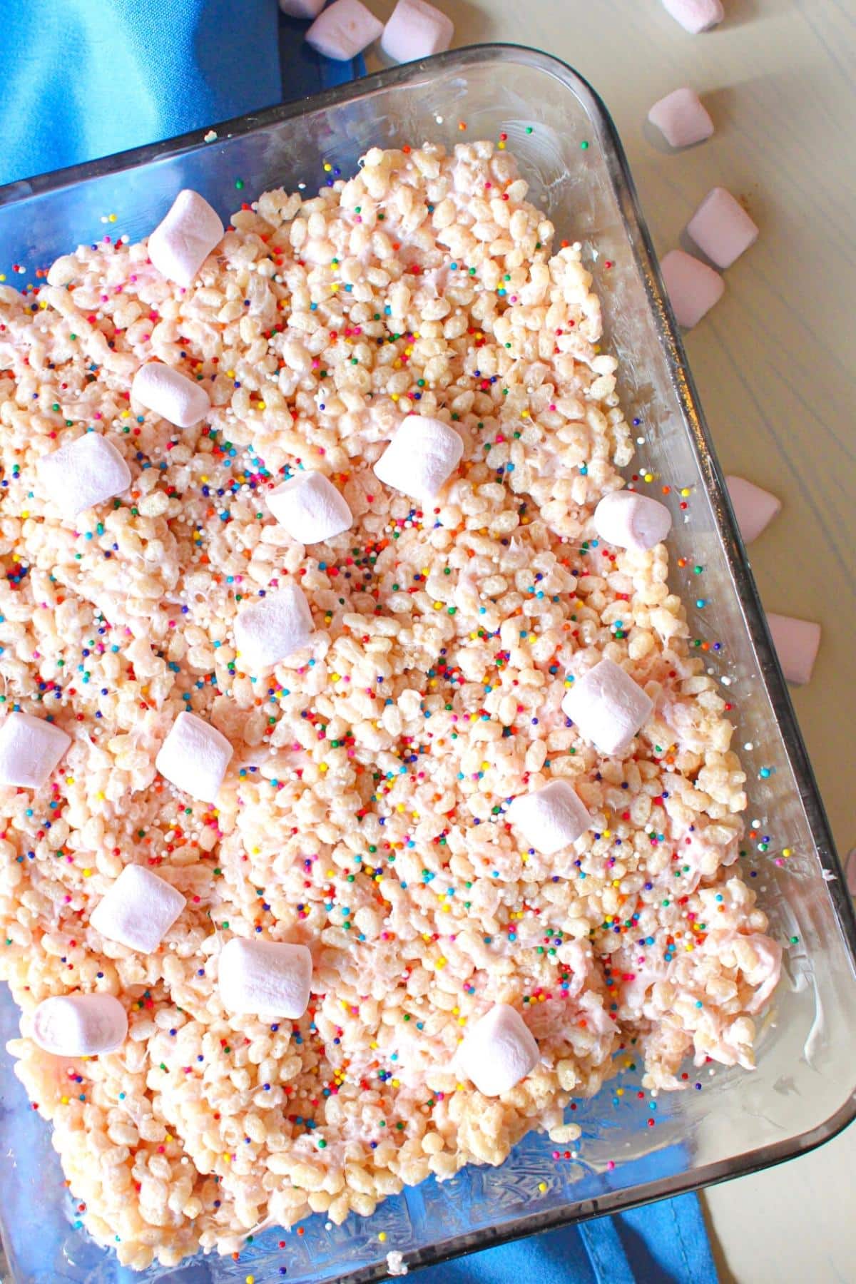 Vegan rice krispie treats in a baking dish