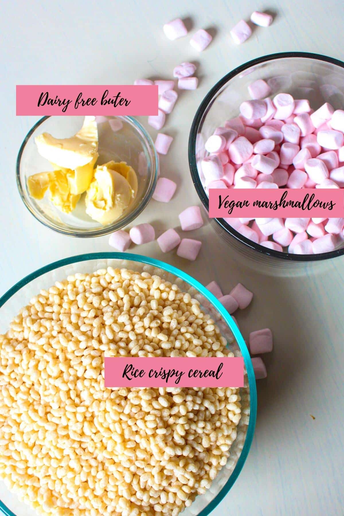 Ingredients for vegan rice crispy treats