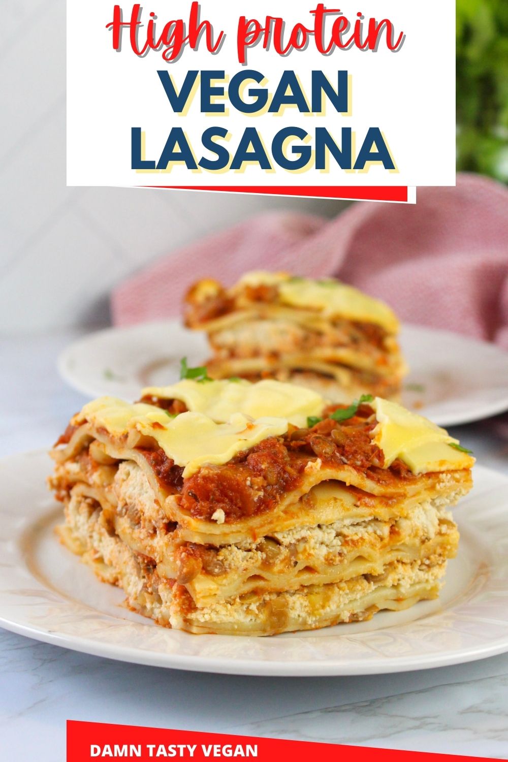 Pinterest image for vegan lasagna