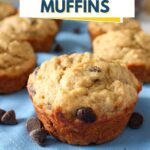Pinterest image for vegan banana chocolate chip muffins