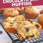 pinterest image for vegan chocolate chip muffins