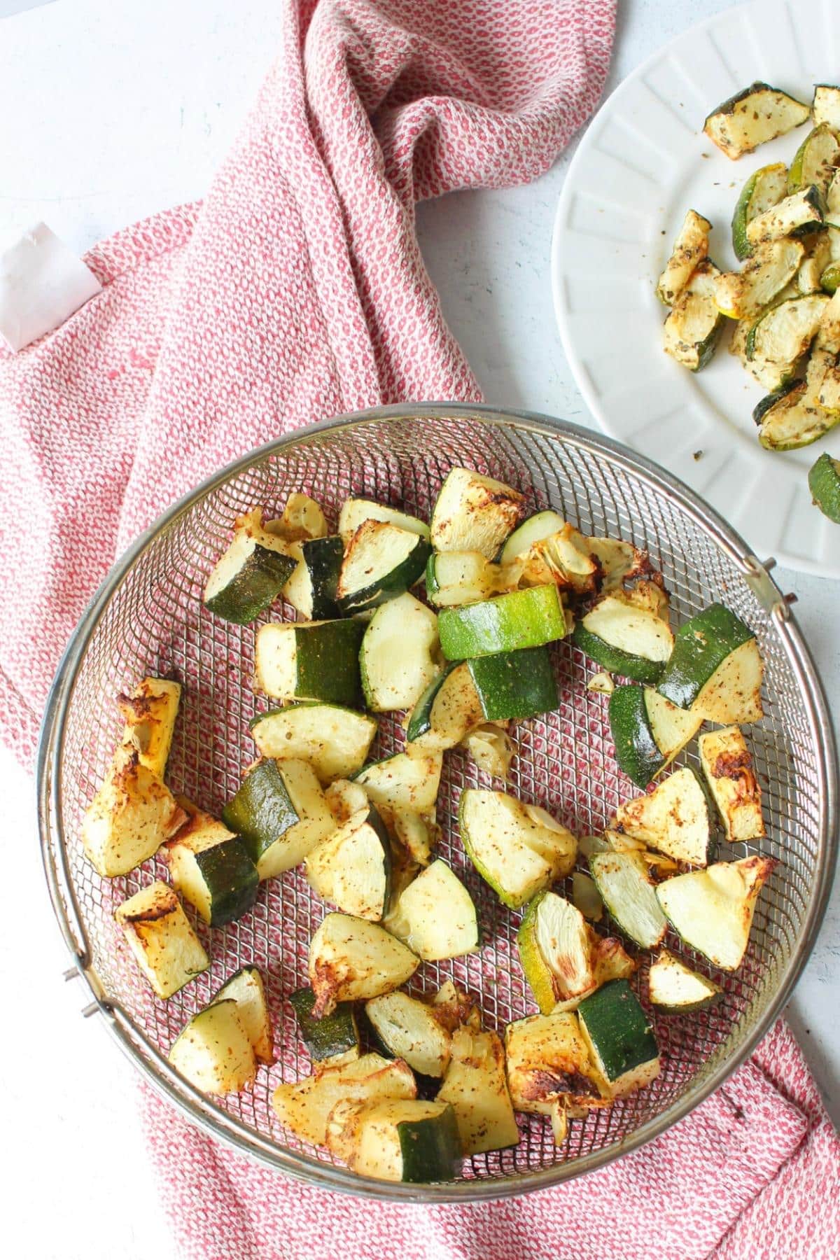 Zucchini cooked in an airfryer