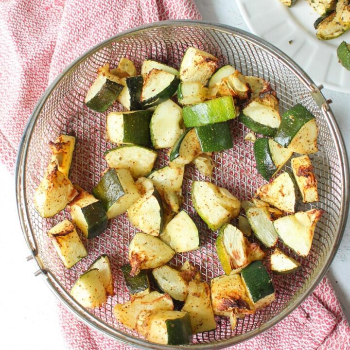 Easy Air Fryer Zucchini with Dairy Free Parmesan (that everyone will
