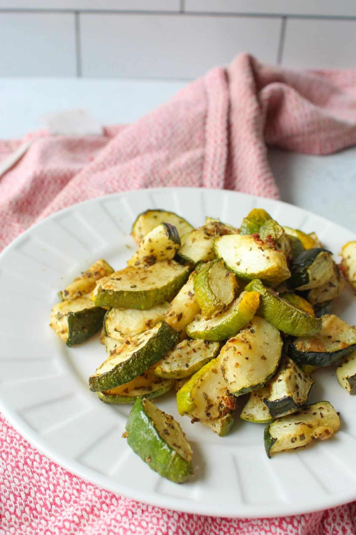 Air fryer zucchini on a plate