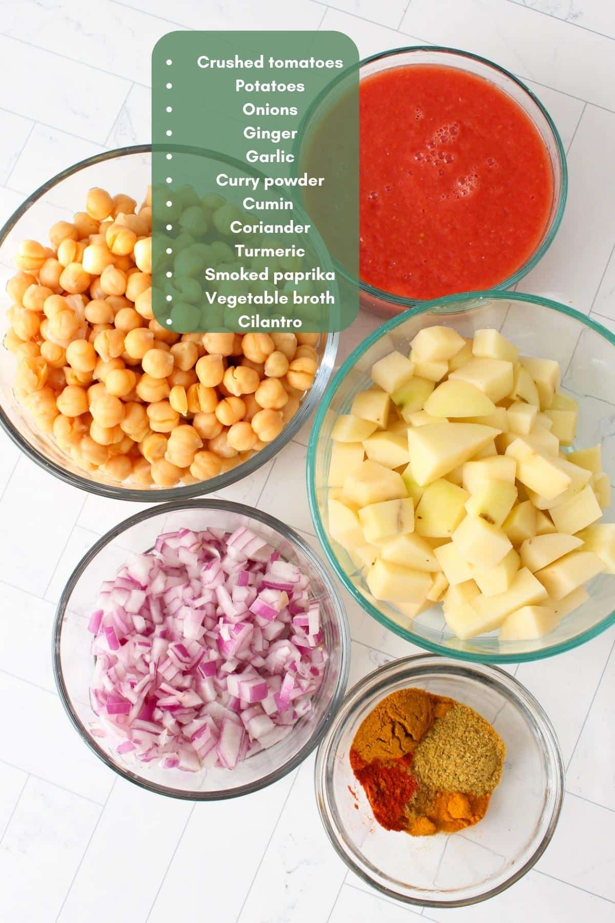 Chickpea and potato curry recipe ingredients