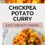 Chickpea and potato curry image for pinterest