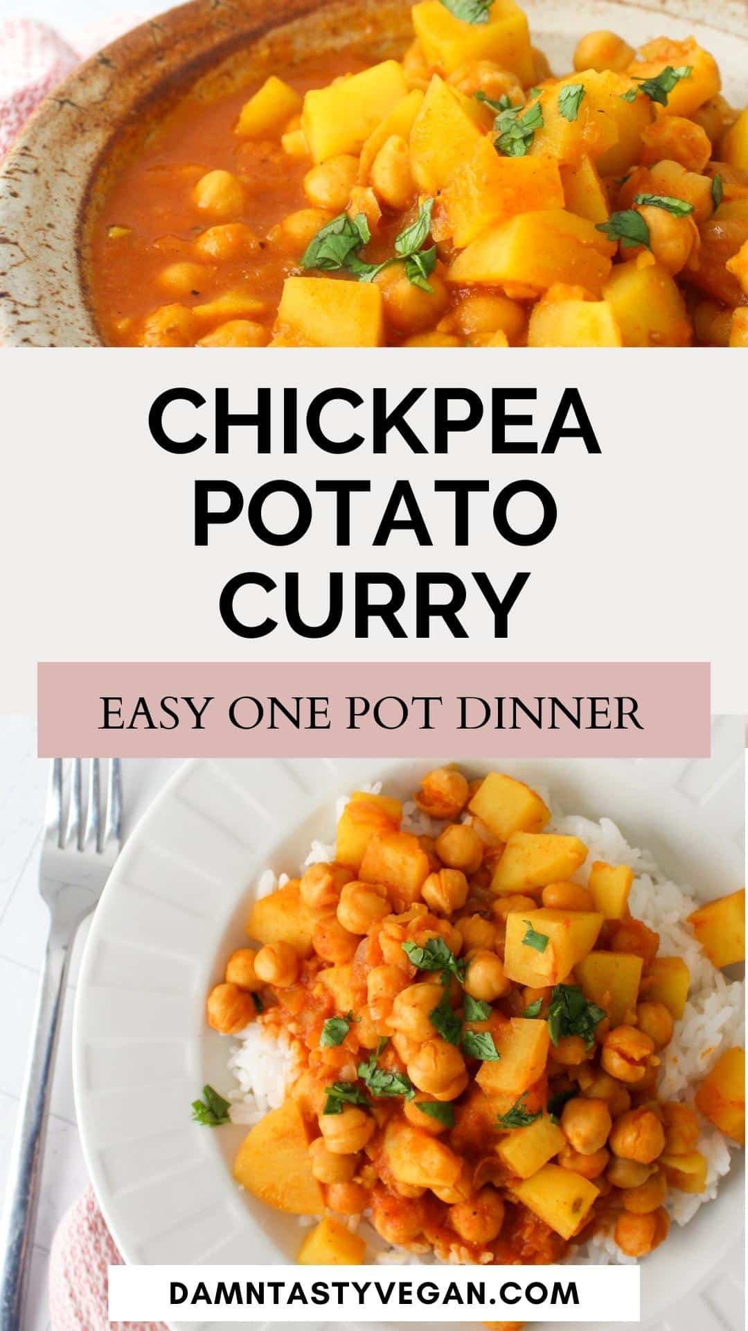 Chickpea and potato curry image for pinterest