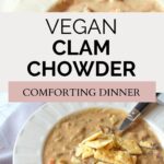 Vegan clam chowder pinterest image