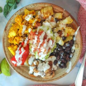 Vegan breakfast burrito bowl in a bowl.